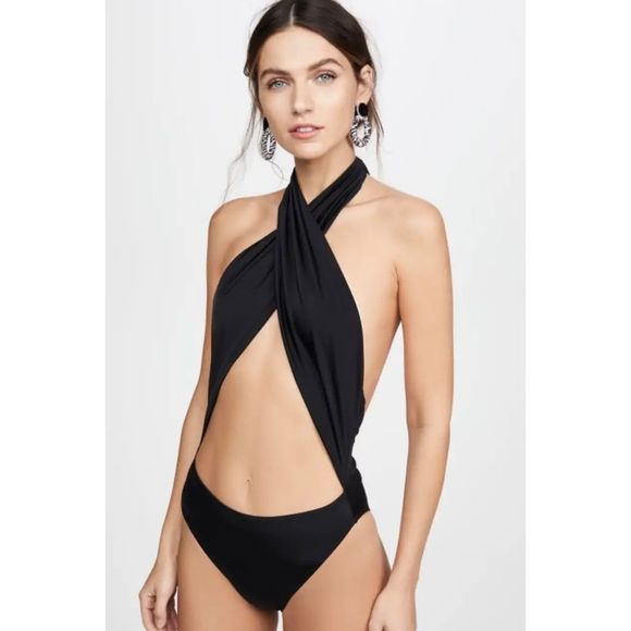 Free People x Reina Olga Italian Stallion One Piece Swimsuit Black Large - Picture 5 of 12